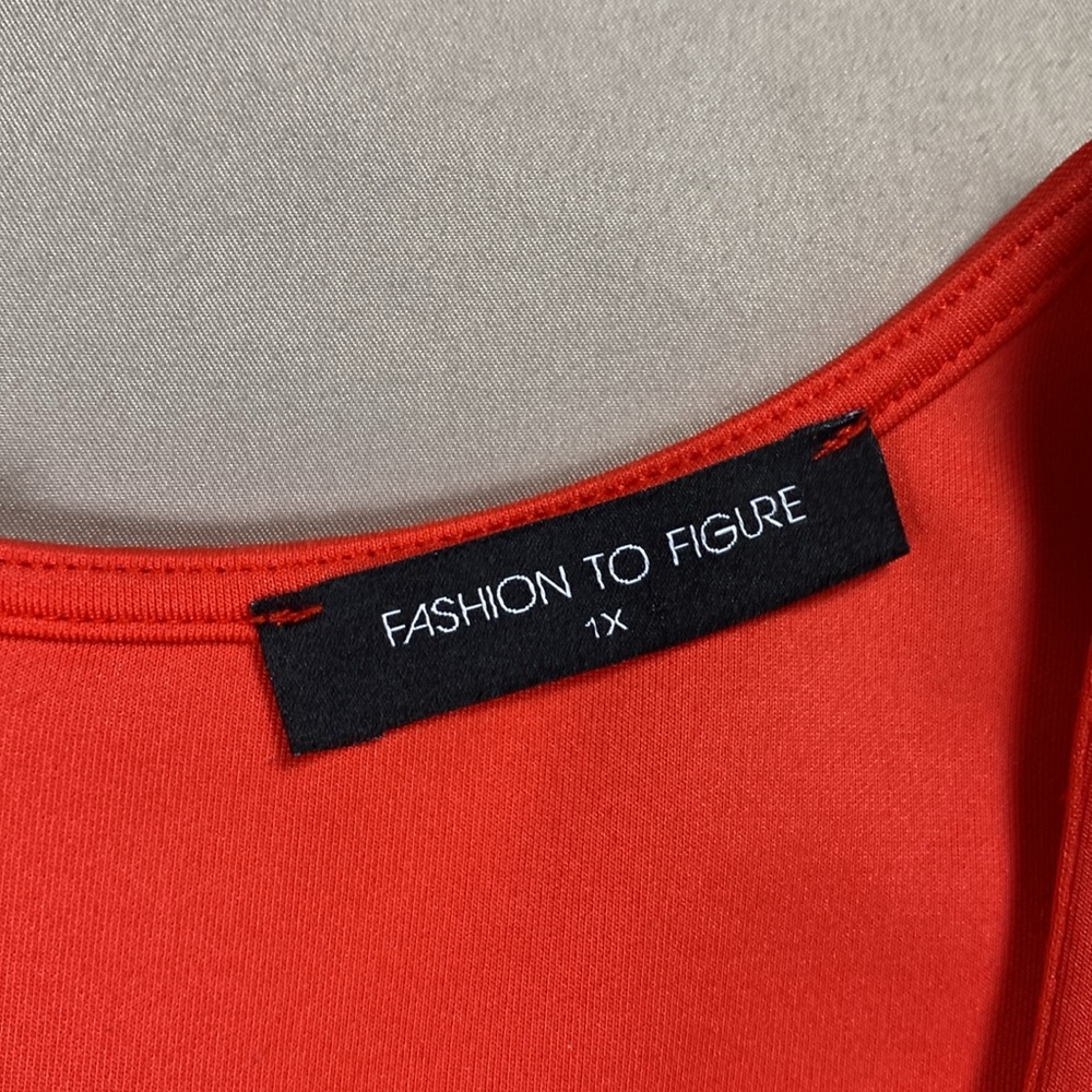 Fashion to Figure Coral Peplum Top Sleeveless Bold Curve Style Size 1X - Picture 6 of 7